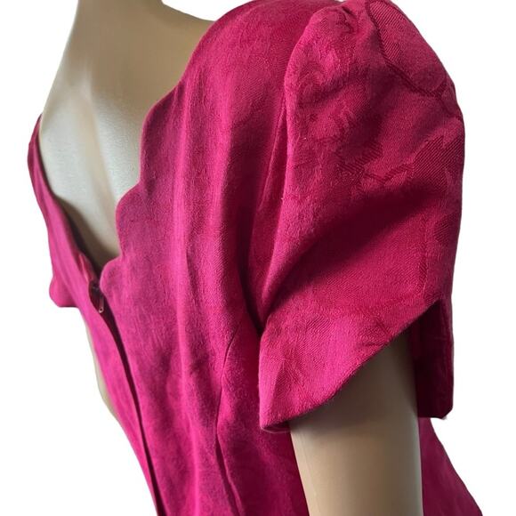 Talbots Jacquard Short Sleeve Fit And Flare Midi Dress Pleated Skirt 10bbb - Picture 4 of 5